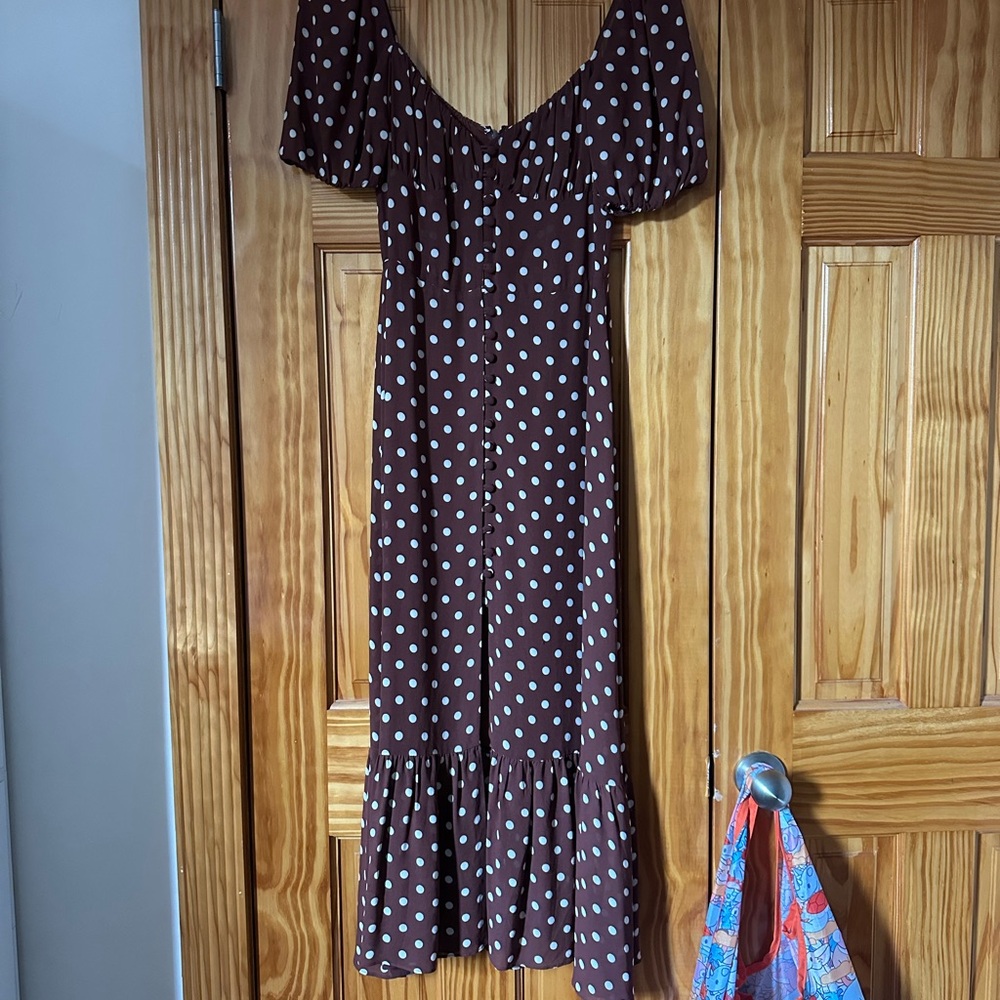 Reformation Brown Puff Sleeve Sundress